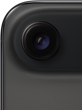 iPhone Air, back exterior, Space Black colour, top rounded corner, single-lens Fusion camera system