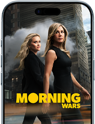 An iPhone Air front screen showing the Apple TV+ series The Morning Show