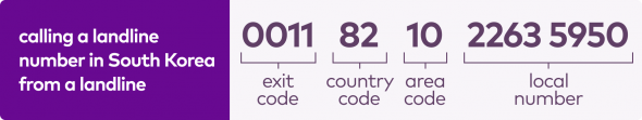 calling a landline number in South Korea from a landline