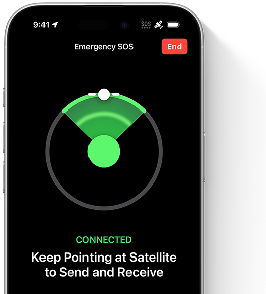 Showing GPS location and Emergency SOS messaging via Satellite on iPhone 16