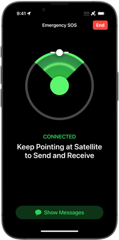 Showing GPS location and Emergency SOS via Satellite on iPhone 16e
